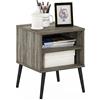 Furinno Claude in Stile metà secolo con Gambe in Legno, ingegnerizzato, Rovere Francese Grigio, Taglia Unica