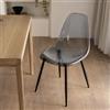Dmora - Sedia Agate, Poltrona in Pet, Sedia da Pranzo ergonomica, Seduta per riunioni, 53x46h81 cm, fumé