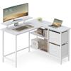 VASAGLE Scrivania per Computer a L, Scrivania ad Angolo con 2 Cassetti Spaziosi e Supporto per Monitor, Ripiano Regolabile, per Ufficio Studio, Bianco Acero LWD097W01