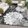 Garvee Tappeto Da Esterno in Plastica Intrecciata 320gsm Floreale - Impermeabile Reversibile, Resistente Ai Raggi UV, Portatile Da Campeggio, Lavabile Con Tubo, Per Terrazza e Balcone, Nero e Bianco