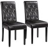 Yaheetech 2 Sedie Sala da Pranzo Moderne Ecopelle Imbottite con Schienale Alto Gambe in Legno Massello Eleganti Classiche Soggiorno Marrone Scuro Portata 135 kg Seduta Spessa Morbida