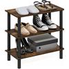 Furinno TURN-N-TUBE Scarpiera, Organizer Scarpe a 3 Ripiani, Scaffale Portascarpe con Organizzatore Autoportante, per Armadio, Ingresso, Ufficio, Garage, Pino Ambra/Nero