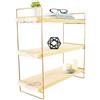 Dmora - Mensola Bada, Scaffale, Ripiano a muro, Scaffalatura multiuso, 16x40 h45 cm, Oro e Marrone