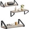 VASAGLE Mensole da Muro, Mensole da Parete, Set di 3, 2 Modalità di Montaggio, 30/35/40 cm, per Soggiorno Cucina Studio Bagno, Greige e Nero LWS033B02