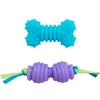 Pupstages Petstages Mini Orka Chew Pair - Giochi masticabili per cani Bone e Dumbbell - blu royal - confezione da 2