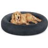 Feandrea Cuccia Cane Interno, Cuccia per Cani, Lettino per Animali Domestici a Ciambella, Cuscino Sfoderabile e Lavabile, Tappeto di Peluche, Diametro 120 cm, Grigio Scuro PGW043G02