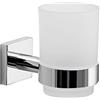 GEDY Manila, Porta spazzolini Bagno, Finitura cromata, Porta spazzolino in Acciaio Inox 304, Cromall e Vetro Satinato, 15 Anni di Garanzia, Design R&S Gedy Misure 9,5 x 6,7 x 11 cm