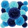 BestoFun 16 pezzi pompon di carta velina blu azzurro celeste blu chiaro blu reale pompon decorazione per matrimonio deco decorazione tavola decorazione compleanno decorazione festa giardino