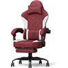 PZDO Poltrona Gaming Sedia Gamer Ergonomica con Poggiapiedi, Sedie Gaming Imbottita con Poggiatesta, Sedia Ufficio, Regalo, Adolescente, Adulto,150kg (Rosso)