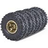 RcThjia Beadlock 1.0 - Set di ruote e pneumatici, 57 x 24 mm, 1 pollice in gomma Rock Crawler e ruote a lama in lega per 1/18 1/24 Axial SCX24 TRX4M Gladiator Bronco C10 JLU Deadbolt RC Crawler