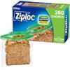 Ziploc Sacchetti per sandwich e snack per freschezza in movimento, tecnologia Grip 'n Seal per una presa più facile, apertura e chiusura, 280 pezzi
