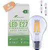 greenandco 4x Lampadine dimmerabili e27, trasparenti, 7.2W 1521lm, A60 | Lampadine LED E27 sostituiscono 100W, luce calda 3000K, 320°, 230V, senza sfarfallio, classe energetica A