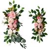 FewNvWa 2 Pezzi Arco Nuziale di Seta Decorazione Da Parete con Foglie Artificiali Materiale PP Disposizione Dei Fiori Rose di Schiuma per Cerimoni, Bianco Rosa