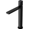 doporro Miscelatore Monocomando Alto per Lavabo Bagno Senza Leva, Rubinetto con Flessibili Acqua Calda Fredda in Ottone Nero Opaco H 30,9 cm WAO-7901