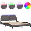 vidaXL Letto con LED senza materasso "Zadar" Grigio 160x200 cm
