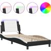 vidaXL Struttura letto con LED senza materasso "Zara" bianco e nero 90x190 cm
