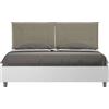 ITYHOME - Letto matrimoniale senza rete 160x190 bianco frassino cuscini Pelle finta cappuccino Egos Annalisa
