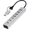 Logilink 076271 Hub USB 3.2 4 Porte USB-A e 3 Porte USB-C™ Alluminio Silver Silver