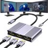 Veecoona Adattatore da USB C a 3 HDMI con PD 100W, 4K a 60Hz HDMI Splitter Display esteso 1 in 3 Out per multi-monitor, compatibile con laptop, PC, scheda grafica USB-C - MACOS non supporta MST