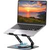 SOUNDANCE Supporto per computer portatile con base girevole a 360°, Riser ergonomico per scrivania, altezza regolabile Muti-Angle, supporto stabile in metallo per notebook da 10-15,6, nero