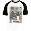 Newtee Powered By ADHD Maglietta da Baseball Bianca Unisex Manica Corta Nera