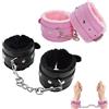 DALAETUS 2 Paia di Manette Set, Sexy Manette in Pelle Rosa e Nero per Giochi di Ruolo, Addio al Nubilato, Festa a Tema, Gioco per Adulti