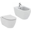 Ideal Standard - Coppia Sanitari Sospesi I.LIFE O Wc Vaso HYDROTWIST Sedile Soft Close e Bidet colore Bianco Lucido