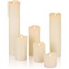 Relaxdays Set candele LED, 6 in vera cera senza fiamma, effetto tremolante, a batteria, diametro 5 cm, crema