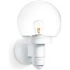 Steinel Lampada per esterni L 115 S bianco, con sensore di movimento a 240°, portata 12 m, luce di base E27, luce fissa