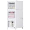 Mondeer Cassettiera con Ruote, Cassetti Bianco, Cabinet con Tre Cassetti, Due Modi per Aprire, Risparmio Dello Spazio, Camera da letto, Soggiorno, Cucina (Bianco)