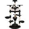 tectake® Tiragraffi per Gatti, Albero per Gatti con 2 Casette Bicolore, Tiragraffi Gatto con 2 Conche Orientabili, Albero Gatti con 3 Piattaforme, Cordicella Gioco Gatti, 204 cm - Nero/Bianco