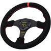 RZoZZZadN Volante da gioco in pelle piatta da 13 pollici 330 mm per PC con cuciture gialle rosse(Suede -red)