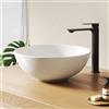 EMKE Lavabo rotondo, 41,5 x 41,5 x 15,5 cm, in ceramica, grande volume, per bagno e WC degli ospiti, senza foro per rubinetto, bianco