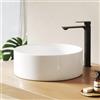 EMKE Lavabo rotondo da 35,2 x 35,2 x 11,2 cm, in ceramica, grande volume, per bagno e WC degli ospiti, senza foro per rubinetto, bianco
