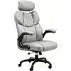 naspaluro Sedia da Ufficio Ergonomica con Braccioli Ribaltabili, Poltrona Ufficio con Schienale Alto 83 cm, Poltrona Direzionale Regolabile in Altezza, PU, Grigio