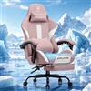 GTPLAYER Sedia da gioco, sedia da gioco, traspirante in tessuto di alta qualità, sedia ergonomica PC, regolabile e girevole con poggiapiedi, rosa