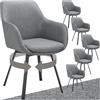 tectake® Set 6 Sedie Sala da Pranzo Girevoli Imbottite, Sedie Moderne con Braccioli e Schienale, Gambe in Acciaio Verniciato a Polvere, Poltroncine Antiscivolo, Sedie Arredamento Casa - Antracite