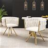 Crlnaup Sedia girevole per sala da pranzo, in velluto, set da 6 pezzi, colore beige e oro