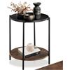tectake® Tavolino Salotto Tondo 45,5x54,5cm, Tavolino da Divano o Comodino Stretto, Ripiano Vassoio, Soggiorno, Casa, Ufficio per Libri, Lampade, Computer Portatile, Bevande - Legno Industriale Scuro
