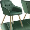 tectake® Sedie da Pranzo Effetto Velluto Trapuntato, Elegante, Imbottitura Schiuma Alta Densità, Gambe in Acciaio, Montaggio Semplice - Verde Scuro/Nero, 1 Sedia