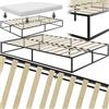 tectake® Letto Matrimoniale con Telaio in Acciaio Resistente, Rete a Doghe in Legno di Pioppo, Letto con Salvaspazio, Cappucci Antiscivolo, Ideale per Arredamento Casa Moderno - 140x200x25,5 cm