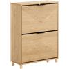 SoBuy Scarpiera Salvaspazio Slim - Mobile Ingresso Moderno con Ante Ribaltabili, Scarpiere Moderne in Legno Chiaro per 8 Paia Scarpe - Mobiletto Esterno Slim 60x24x83 cm FSR200-II-N