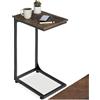 tectake® Tavolino Salotto 80x46cm, Tavolino da Salotto a forma di C, Mobile Soggiorno, 1 Ripiano, Ideale come Comodino o Mobiletto Divano, Ufficio, Soggiorno, Stile Industriale - Legno Scuro