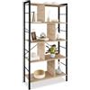 tectake® Scaffale, Libreria Verticale, stile industrial, 4 ripiani con 8 scomparti, Solido e Sicuro, Mobile Salvaspazio o Scaffale Metallo Garage - 75,5x30x155 cm - Legno industriale Chiaro