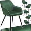 tectake® Sedie da Pranzo Effetto Velluto Trapuntato, Elegante, Imbottitura Schiuma Alta Densità, Gambe in Acciaio, Montaggio Semplice - Verde Scuro/Nero, 6 Sedie