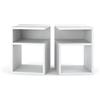 MRBLS_HOME MRBLS - Set di 2 comodini a molle, comodino, moderno, senza cassetti, per la camera da letto, il soggiorno, il semplice divano (bianco opaco), 32 x 40 x 30 cm (larghezza x altezza x profondità)
