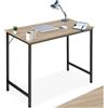 tectake® Scrivania Moderna, Scrivania Regolabile In Altezza, Design Industriale, Scrivania In Legno, Struttura In Acciaio, Tavolo da Studio, Scrivania Ufficio - 80x50x75,5 cm, Industriale Chiaro