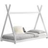 [en.casa] Letto per Cameretta a Forma di Capanna Letto Tipi per Bambini Struttura in Legno di Pino in Stile Montessori 90 x 200 cm Bianco