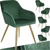 tectake® Set 6 Sedie Sala da Pranzo Effetto Velluto, Sedie Soggiorno con Morbida Imbottitura, Seduta Ergonomica, Poltrone Velluto Versatili, Sedie Design Moderno - Verde Scuro/Oro