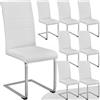 tectake® Set di 8 Sedie Sala da Pranzo, Schienale Ergonomico, Poltroncine in Similpelle Resistente, Sedie Sala da Pranzo Moderne Ideali per Cucina, Soggiorno e Camera da Letto - Bianco